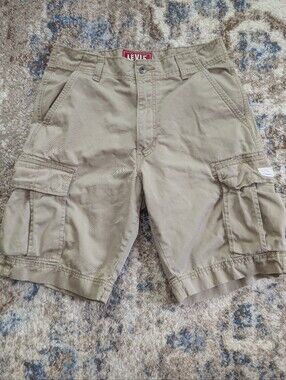 Vintage Y2K Levis Cargo Shorts Mens Casual Beige Utility Outdoor Cotton‎ Vtg